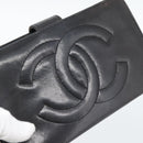 CHANEL COCO Mark Long Wallet Leather Black CC Auth bs36189-12