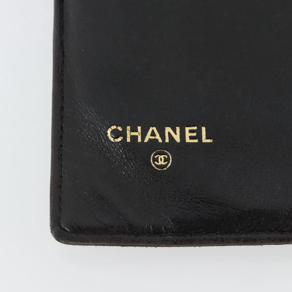 CHANEL COCO Mark Long Wallet Leather Black CC Auth bs36189