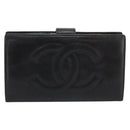 CHANEL COCO Mark Long Wallet Leather Black CC Auth bs36189-2