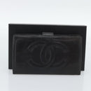 CHANEL COCO Mark Long Wallet Leather Black CC Auth bs36189-22