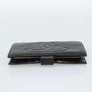 CHANEL COCO Mark Long Wallet Leather Black CC Auth bs36189-6