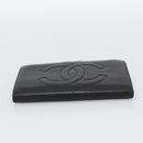 CHANEL COCO Mark Long Wallet Leather Black CC Auth bs36189-7