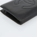 CHANEL COCO Mark Long Wallet Leather Black CC Auth bs36189-9