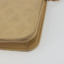 CHANEL Matelasse Chain Shoulder Bag Lamb Skin Beige Gold CC Auth bs36192-10