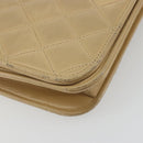 CHANEL Matelasse Chain Shoulder Bag Lamb Skin Beige Gold CC Auth bs36192-11