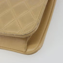 CHANEL Matelasse Chain Shoulder Bag Lamb Skin Beige Gold CC Auth bs36192-12