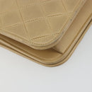 CHANEL Matelasse Chain Shoulder Bag Lamb Skin Beige Gold CC Auth bs36192-13