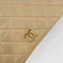 CHANEL Matelasse Chain Shoulder Bag Lamb Skin Beige Gold CC Auth bs36192-14