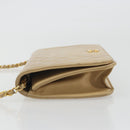 CHANEL Matelasse Chain Shoulder Bag Lamb Skin Beige Gold CC Auth bs36192-5