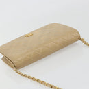 CHANEL Matelasse Chain Shoulder Bag Lamb Skin Beige Gold CC Auth bs36192-6