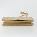 CHANEL Matelasse Chain Shoulder Bag Lamb Skin Beige Gold CC Auth bs36192-9