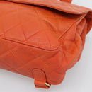 CHANEL Matelasse Backpack Caviar Skin Orange Gold CC Auth bs36193-10
