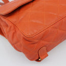 CHANEL Matelasse Backpack Caviar Skin Orange Gold CC Auth bs36193-11