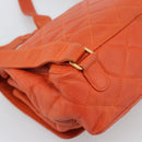 CHANEL Matelasse Backpack Caviar Skin Orange Gold CC Auth bs36193-13