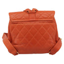 CHANEL Matelasse Backpack Caviar Skin Orange Gold CC Auth bs36193-3