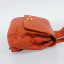 CHANEL Matelasse Backpack Caviar Skin Orange Gold CC Auth bs36193-5