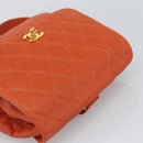 CHANEL Matelasse Backpack Caviar Skin Orange Gold CC Auth bs36193-6