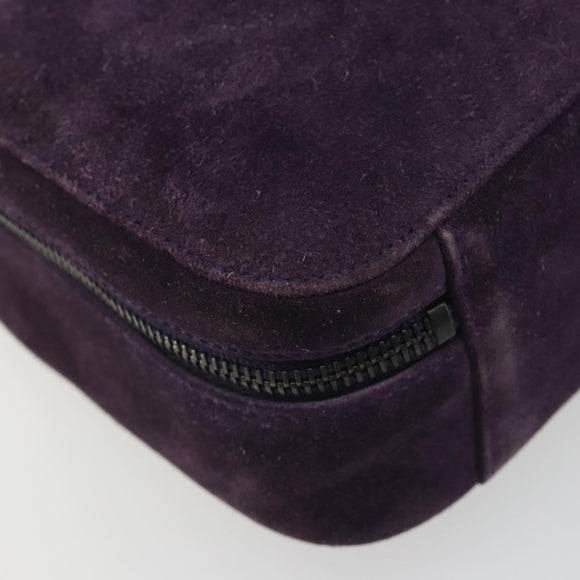 CHANEL COCO Mark Hand Bag Suede Purple CC Auth bs36194