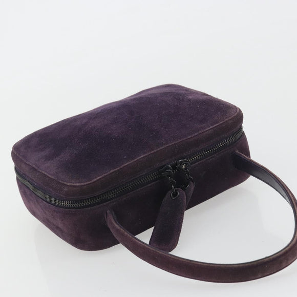 CHANEL COCO Mark Hand Bag Suede Purple CC Auth bs36194