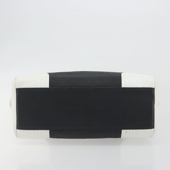 LOEWE Hand Bag Leather PVC White Black Auth bs36198A