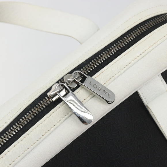 LOEWE Hand Bag Leather PVC White Black Auth bs36198A