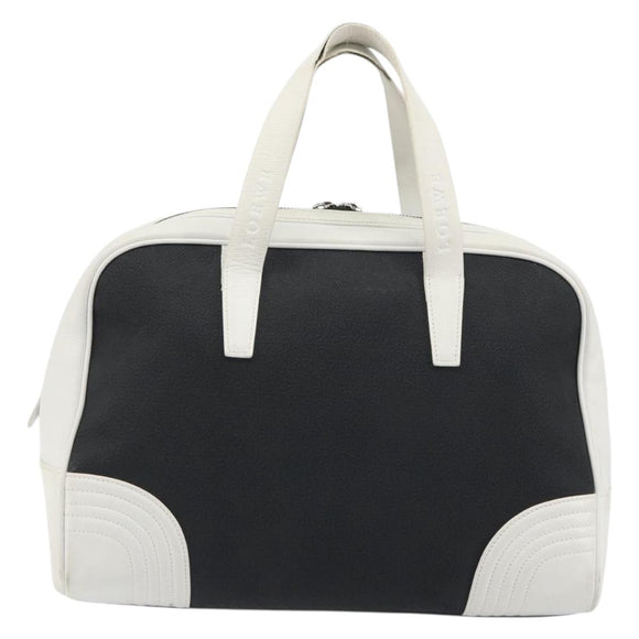 LOEWE Hand Bag Leather PVC White Black Auth bs36198A