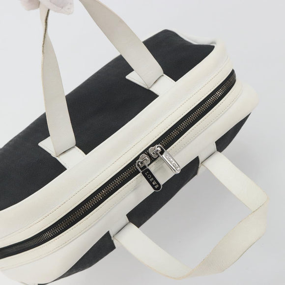 LOEWE Hand Bag Leather PVC White Black Auth bs36198A