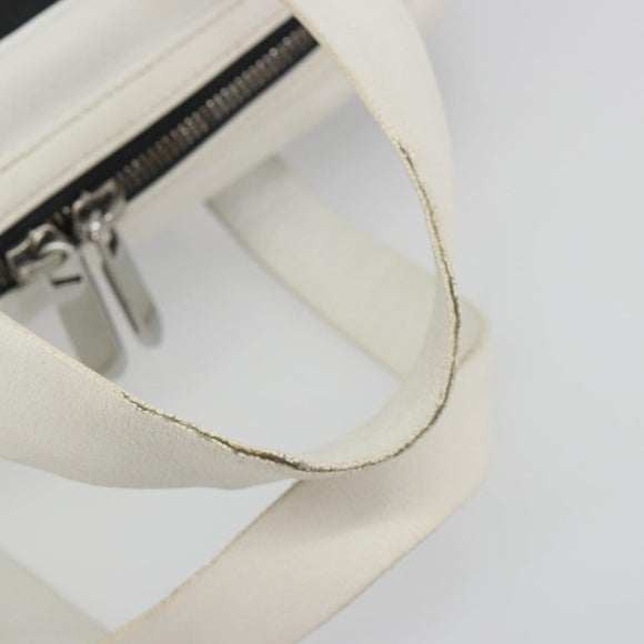 LOEWE Hand Bag Leather PVC White Black Auth bs36198A