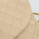 CHANEL Matelasse Chain Shoulder Bag Lamb Skin Beige Gold CC Auth bs36200-9