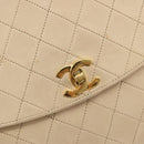 CHANEL Matelasse Chain Shoulder Bag Lamb Skin Beige Gold CC Auth bs36200-19