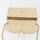 CHANEL Matelasse Chain Shoulder Bag Lamb Skin Beige Gold CC Auth bs36200-20