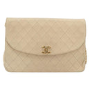 CHANEL Matelasse Chain Shoulder Bag Lamb Skin Beige Gold CC Auth bs36200-13