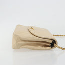 CHANEL Matelasse Chain Shoulder Bag Lamb Skin Beige Gold CC Auth bs36200-3