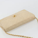CHANEL Matelasse Chain Shoulder Bag Lamb Skin Beige Gold CC Auth bs36200-6