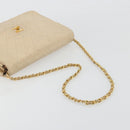 CHANEL Matelasse Chain Shoulder Bag Lamb Skin Beige Gold CC Auth bs36200-7