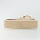 CHANEL Matelasse Chain Shoulder Bag Lamb Skin Beige Gold CC Auth bs36200-5