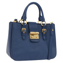 Miu Miu Hand Bag Leather 2way Blue Gold Auth bs36201A-1
