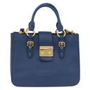 Miu Miu Hand Bag Leather 2way Blue Gold Auth bs36201A-2