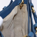 Miu Miu Hand Bag Leather 2way Blue Gold Auth bs36201A-20