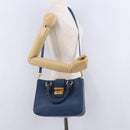 Miu Miu Hand Bag Leather 2way Blue Gold Auth bs36201A-27