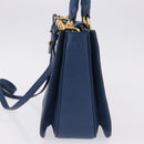 Miu Miu Hand Bag Leather 2way Blue Gold Auth bs36201A-4