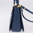 Miu Miu Hand Bag Leather 2way Blue Gold Auth bs36201A-5