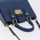 Miu Miu Hand Bag Leather 2way Blue Gold Auth bs36201A-6