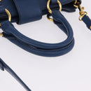 Miu Miu Hand Bag Leather 2way Blue Gold Auth bs36201A-7
