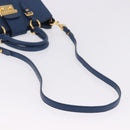 Miu Miu Hand Bag Leather 2way Blue Gold Auth bs36201A-9