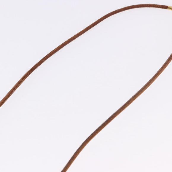 HERMES Shuval Necklace Leather Brown Auth bs36204