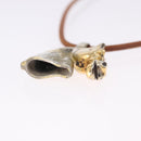 HERMES Shuval Necklace Leather Brown Auth bs36204-12