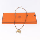 HERMES Shuval Necklace Leather Brown Auth bs36204-13
