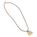 HERMES Shuval Necklace Leather Brown Auth bs36204-2
