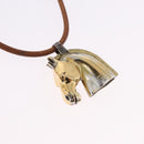 HERMES Shuval Necklace Leather Brown Auth bs36204-3